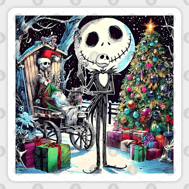 Elevate Your Holidays: Unique Jack Skellington Christmas Art for a Whimsical Celebration! Magnet by insaneLEDP